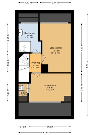 Floorplan - Convivastraat 76, 2522 XJ Den Haag